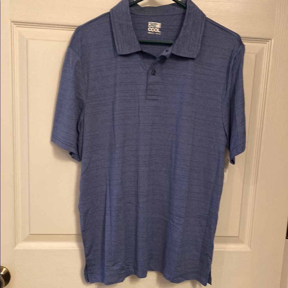 32 Degrees Blue Polo Shirt with Textured Pattern Large